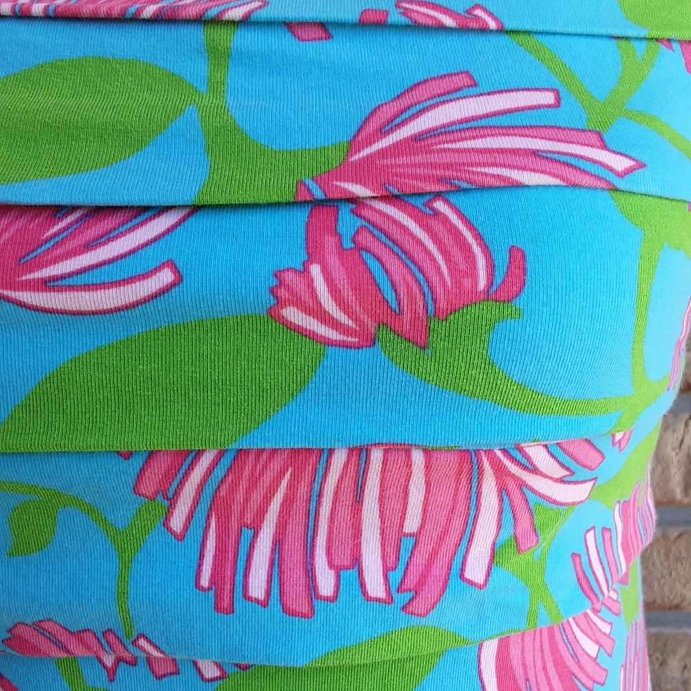 Lilly Pulitzer Petula Pink Floral Tropical Print Strapless Dress. - Picture 2 of 8
